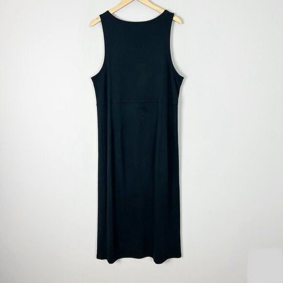 90’s Eddie Bauer Black Midi Dress Classic Mature Minimalist Size Large Women's - Picture 4 of 5